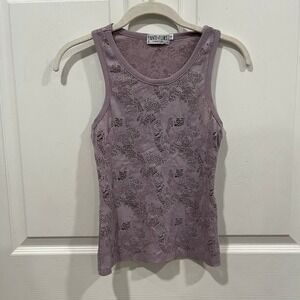 Anti Flirt‎ Paris Top Size 3 Crochet Lavender Tank Top Sleeveless Made in France